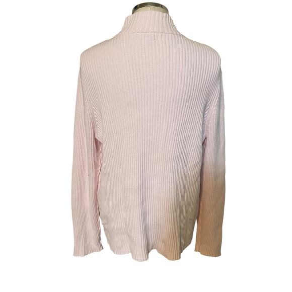 Croft & Barrow Blush Pink Quilted Ribbed Knit Zip Up Sweater Jacket Size 1X - Picture 2 of 7